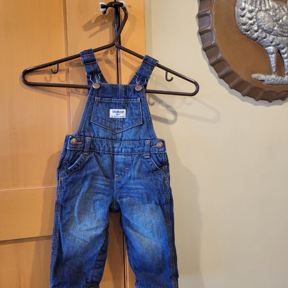 Osh Kosh B-Gosh denim overalls 9 months girls - hot pink lining and snap closure